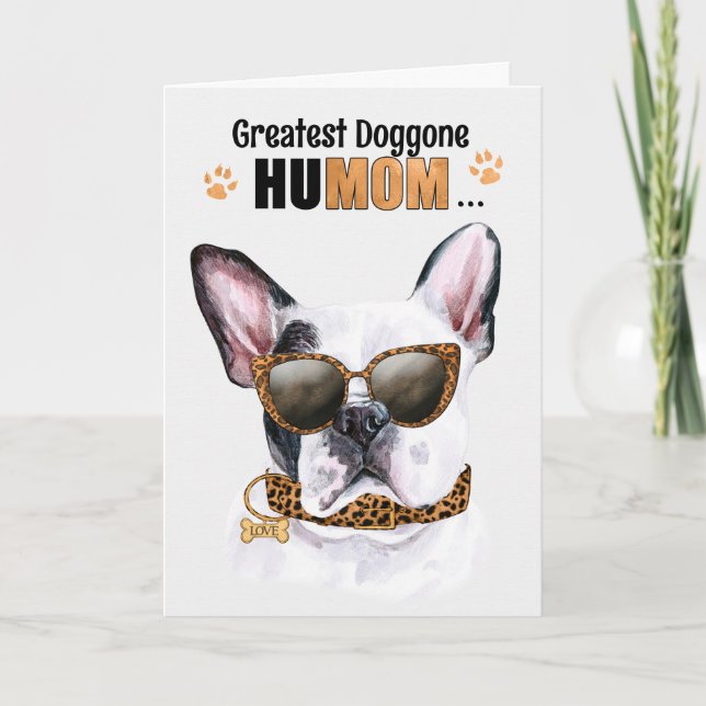 Tarjeta Festiva Bulldog francés: El día de la madre en HuMOM (Anverso)