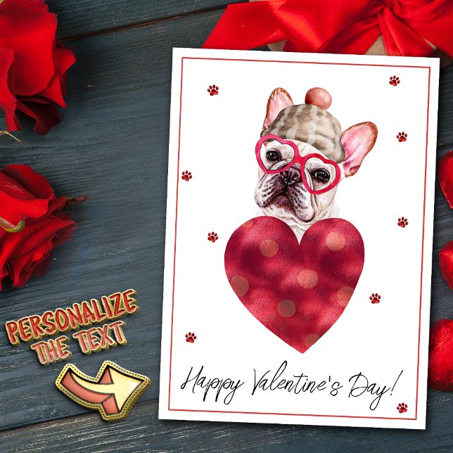 Tarjeta Festiva Bulldog francés El día de San Valentín francés per (Subido por el creador)