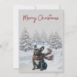 Tarjeta Festiva Bulldog francés en la carta de los Navidades de ni