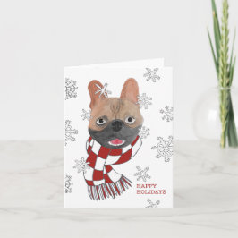Tarjeta Festiva Bulldog Francés Felices Fiestas 