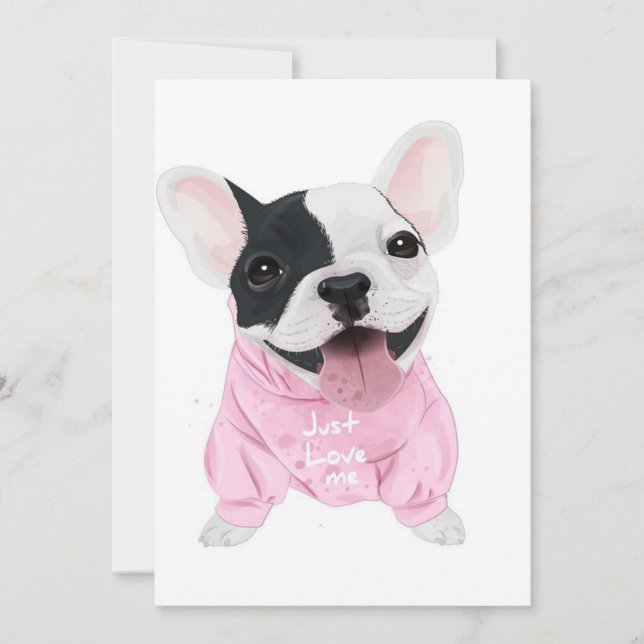 Tarjeta Festiva Bulldog francés lindo atascado | Sólo me quiero (Anverso)