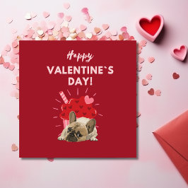 Tarjeta Festiva Bulldog francés lindo con Día de San Valentín de q