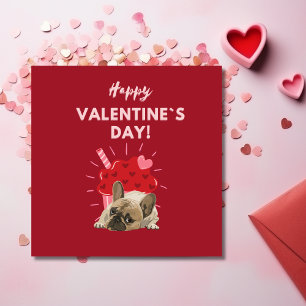 Tarjeta Festiva Bulldog francés lindo con Día de San Valentín de q