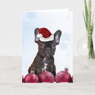 Tarjeta Festiva Bulldog francés navidades