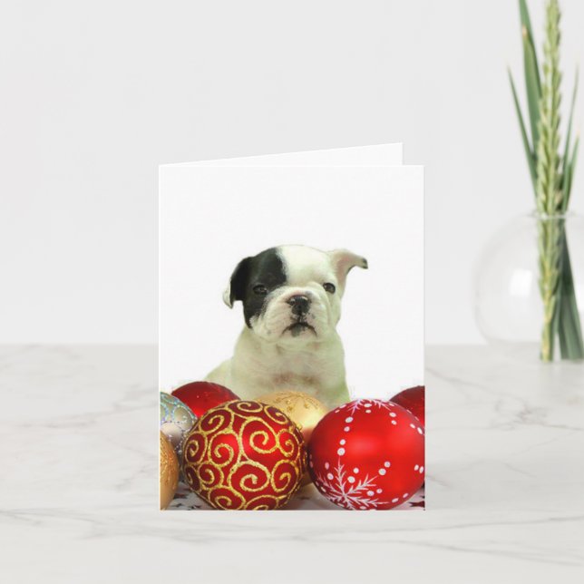 Tarjeta Festiva Bulldog francés navidades (Anverso)