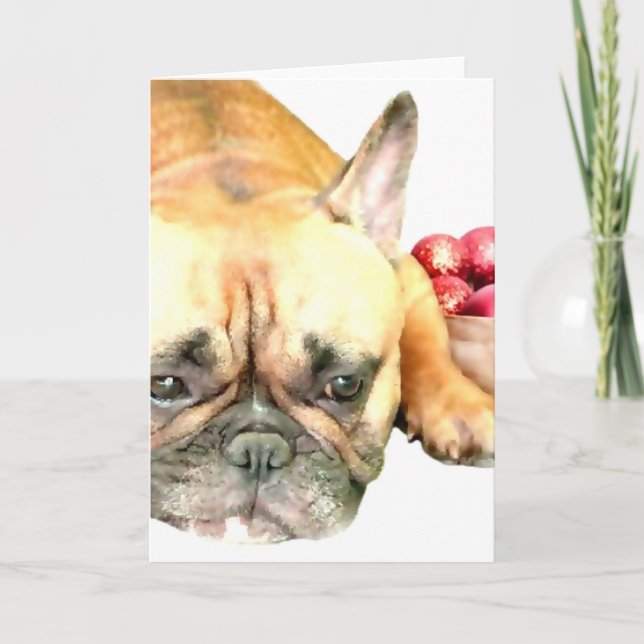Tarjeta Festiva Bulldog francés navidades (Anverso)