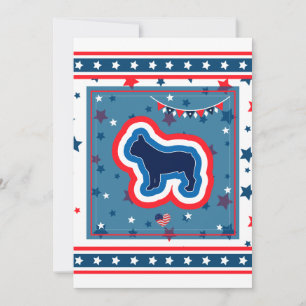 Tarjeta Festiva Bulldog Francés Patriótico Rojo Blanco Azul 4 de J