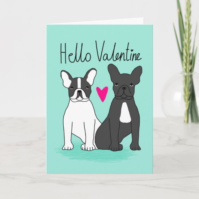 Tarjeta Festiva Bulldog francés San Valentín Amor, bulldog francés (Anverso)