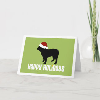 Tarjeta Festiva Bulldog francés Santa Hat