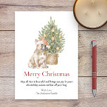 Tarjeta Festiva Bulldog francés y perro Mascota de árbol de Navida<br><div class="desc">Esta hermosa tarjeta de Navidades con temática de Bulldog francés incluye una francesa con un sombrero de Santa Claus sentado frente a un árbol de Navidad iluminado. El saludo en la tarjeta dice "Feliz Navidad" "Que todo lo que sea hermoso y te trae alegría sea tuya esta temporada navideña y...</div>