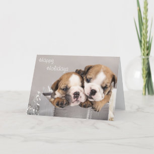 Tarjeta Festiva Bulldog inglés cachorro y regalos