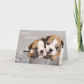 Tarjeta Festiva Bulldog inglés cachorro y regalos