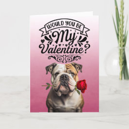 Tarjeta Festiva Bulldog Inglés con rosa Día de San Valentín person
