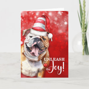 Tarjeta Festiva Bulldog inglés desata a los Navidades de la alegrí