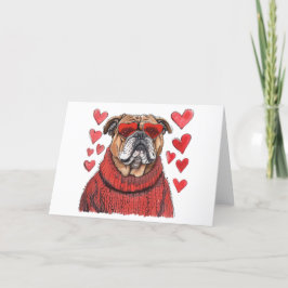 Tarjeta Festiva Bulldog inglés día de San Valentín