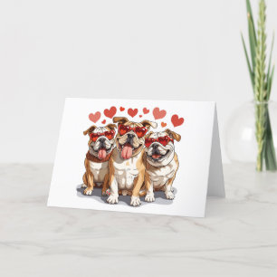 Tarjeta Festiva Bulldog inglés día de San Valentín