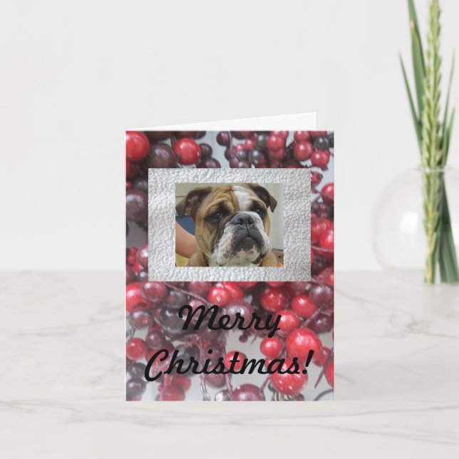 Tarjeta Festiva Bulldog inglés Feliz Navidad, lindo! (Anverso)