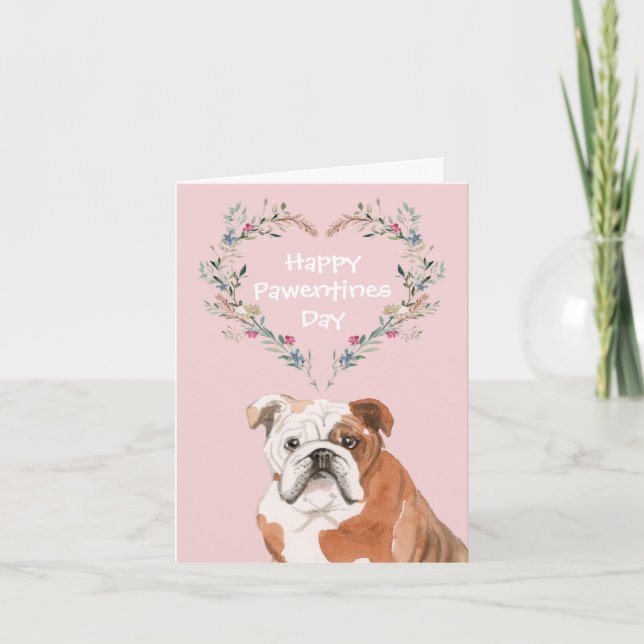 Tarjeta Festiva Bulldog inglés Valentines (Anverso)