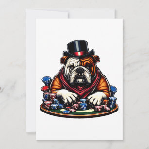 Tarjeta Festiva bulldog jugando al póquer juegos de casino arte