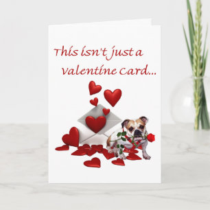 Tarjeta Festiva Bulldog Maddie Rosa y corazón Valentine