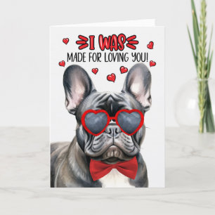 Tarjeta Festiva Bulldog negro francés hecho para amarte San Valent