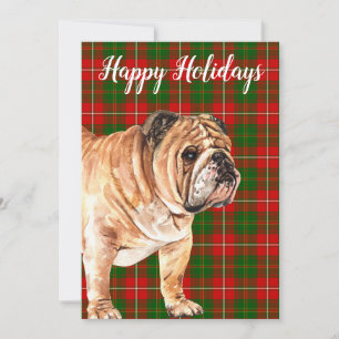 Tarjeta Festiva Bulldog Personalizado con Acuarela