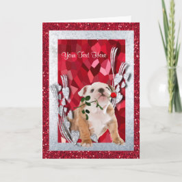 Tarjeta Festiva Bulldog Personalizar De Cachorro Saludo De San Val