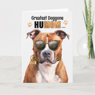 Tarjeta Festiva Bulldog Tan Pit: el mejor día de la madre HuMOM