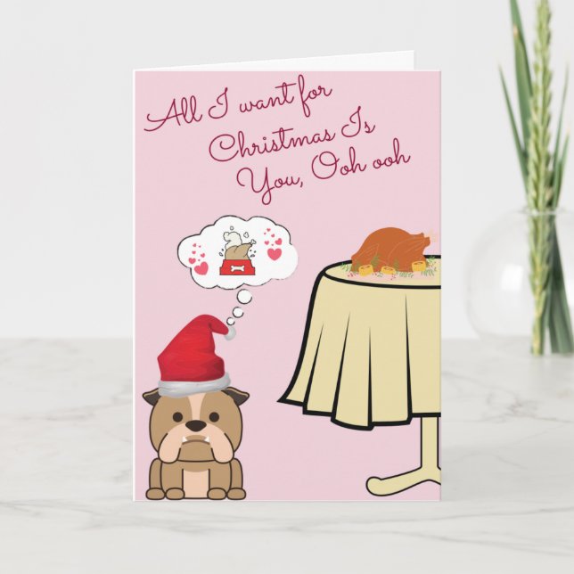 Tarjeta Festiva Bulldog *Tarjeta de caridad* Todo lo que quiero pa (Anverso)