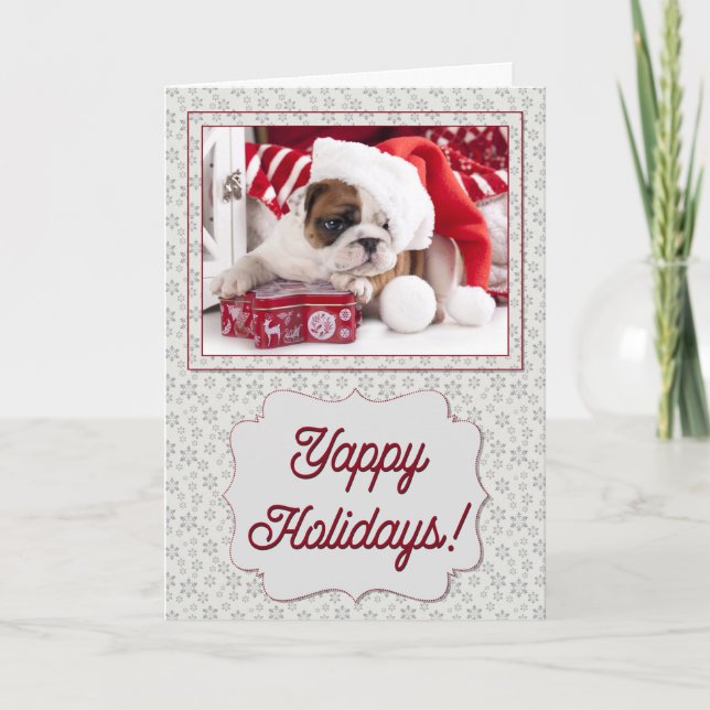 Tarjeta Festiva Bulldog Yappy Holiday (Anverso)