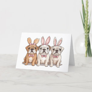 Tarjeta Festiva Bulldoges en inglés de Pascua
