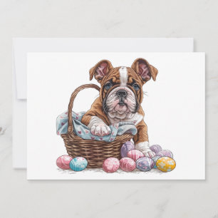 Tarjeta Festiva Bulldoges en inglés de Pascua
