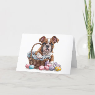 Tarjeta Festiva Bulldoges en inglés de Pascua