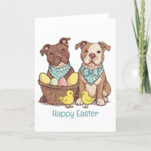 Tarjeta Festiva Bulldoges felices de Pascua
