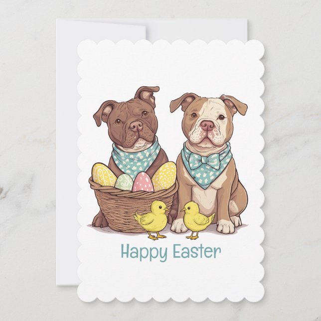 Tarjeta Festiva Bulldoges felices de Pascua (Anverso)