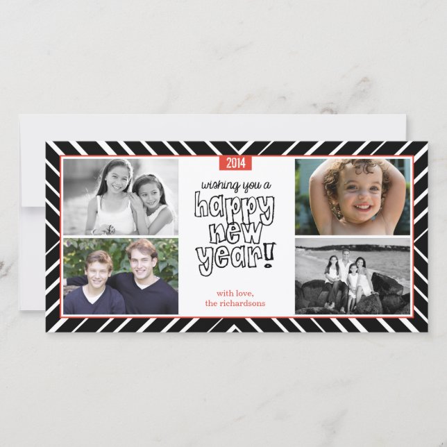 Tarjeta Festiva Bullseye de Año Nuevo 3 (Anverso)