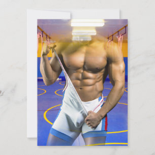 Tarjeta Festiva bulto muscular de hombre de SlipperyJoe's abdomina