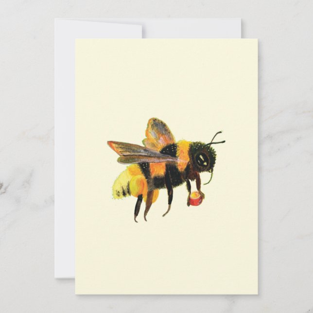 Tarjeta Festiva Bumble Bee cargando polen (Anverso)