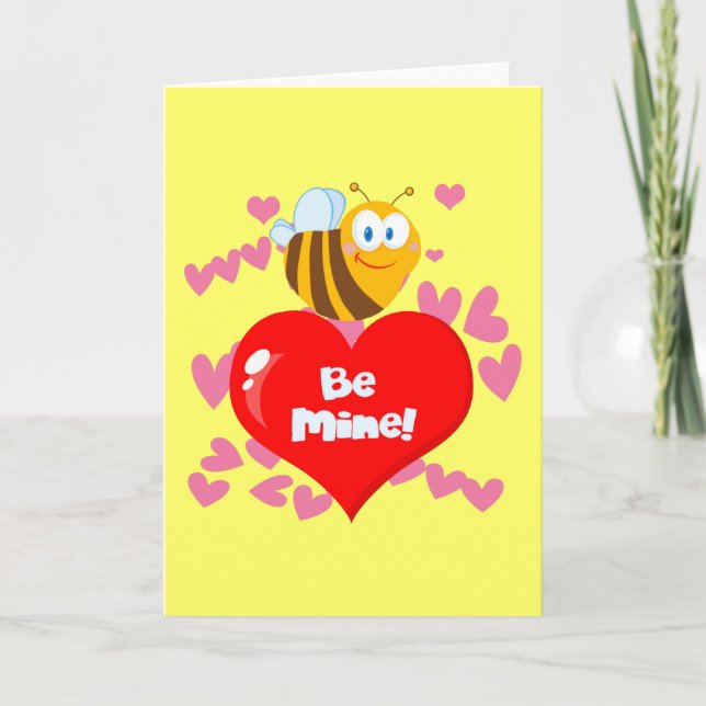Tarjeta Festiva Bumblebee Be Mine Valentine (Anverso)