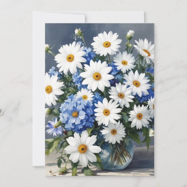 Tarjeta Festiva Bunch of Flowers Elegant Daisies Watercolor (Anverso)