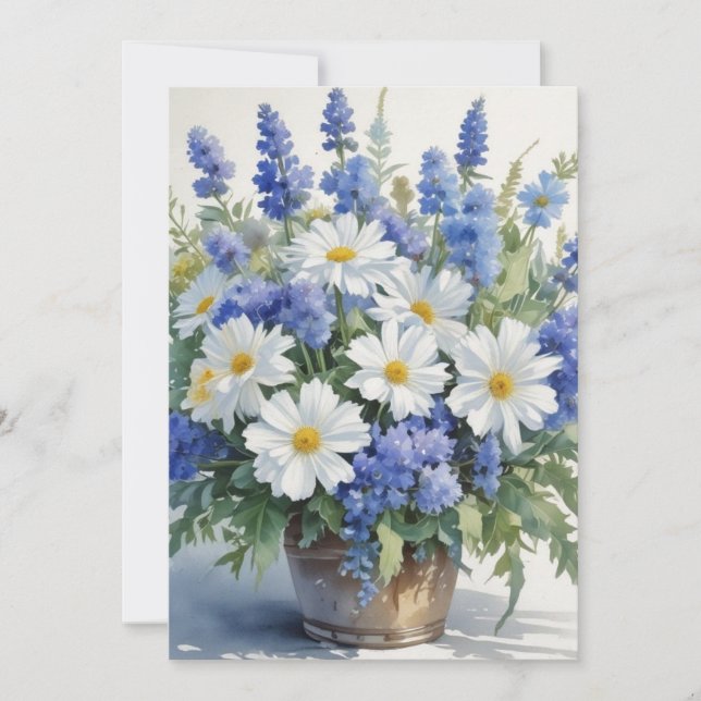 Tarjeta Festiva Bunch of Flowers Elegant Watercolor (Anverso)