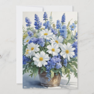 Tarjeta Festiva Bunch of Flowers Elegant Watercolor