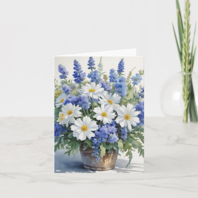 Tarjeta Festiva Bunch of Flowers Elegant Watercolor (Anverso)