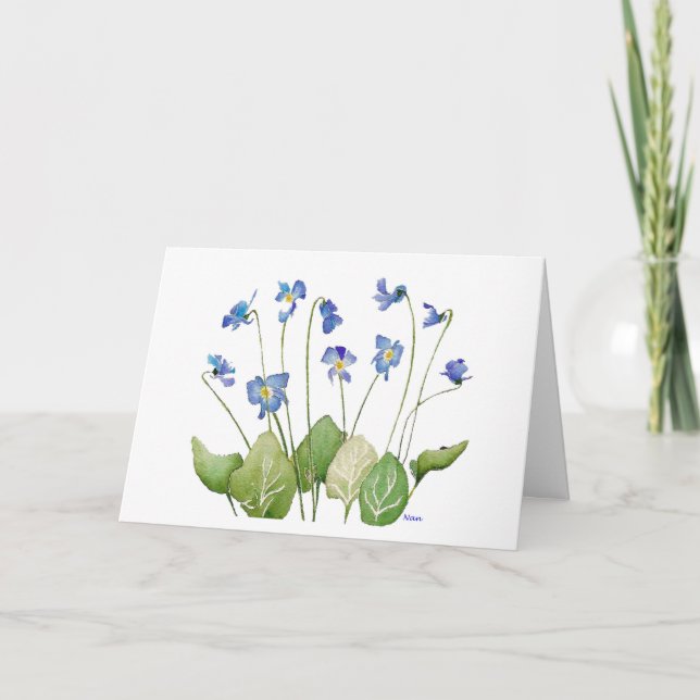 Tarjeta Festiva Bunch of Lavender Blue Violets Easter Card (Anverso)