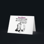 Tarjeta Festiva Bunco - Dilema divertido<br><div class="desc">Bunco divertido Dilema ofrece a una mujer gráfica del estilo retro que sostiene una tarjeta de la cuenta de Bunco. ¿Ella está pidiendo "consigue más difícilmente contar después de algunos vidrios de vino? O está apenas yo?". Gran regalo a dar como un premio o regalo de Bunco. Gran regalo de...</div>