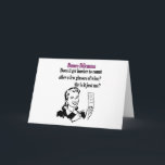 Tarjeta Festiva Bunco - Dilema divertido<br><div class="desc">Bunco divertido Dilema ofrece a una mujer gráfica del estilo retro que sostiene una tarjeta de la cuenta de Bunco. ¿Ella está pidiendo "consigue más difícilmente contar después de algunos vidrios de vino? O está apenas yo?". Gran regalo a dar como un premio o regalo de Bunco. Gran regalo de...</div>