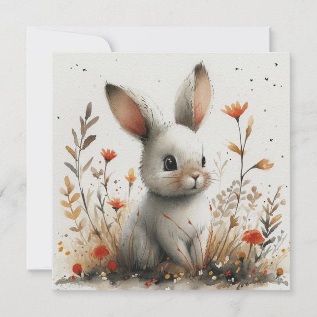Tarjeta Festiva Bunnies adorables: Felices deseos 🐰 🐰 digital (Anverso)