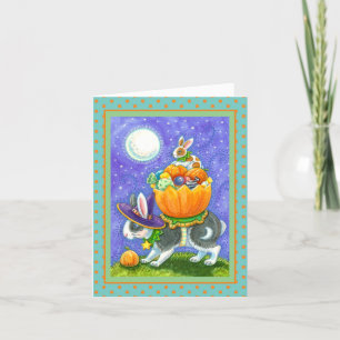 TARJETA FESTIVA BUNNIES DE HALLOWEB ATACADOS, CORN DE CANDIDATO, C