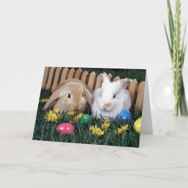 Tarjeta Festiva Bunnies de Pascua (Anverso)