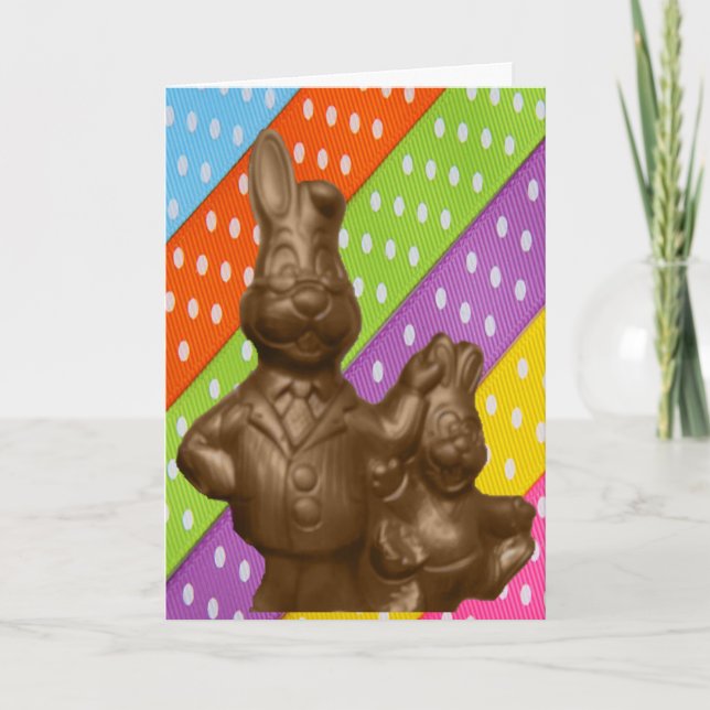 Tarjeta Festiva Bunnies de Pascua de Chocolate (Anverso)